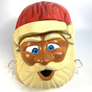 Vintage Blow Mold Xmas Santa Claus Head Face Porch Post Mask Cover Wall Decor - Picture 1 of 14