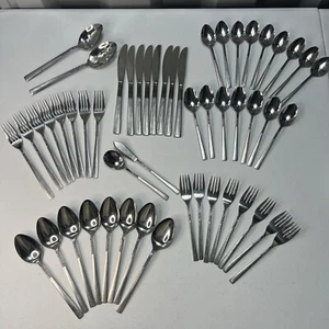 Stanley Roberts DORETTE Stainless Burnished Japan Silverware Flatware 52 Pieces - Picture 1 of 10