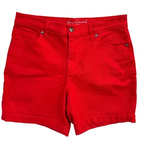 Gloria Vanderbilt - Women's 6P Red Denim Shorts Amanda Slimming Effect 5-Pocket - Picture 1 of 10