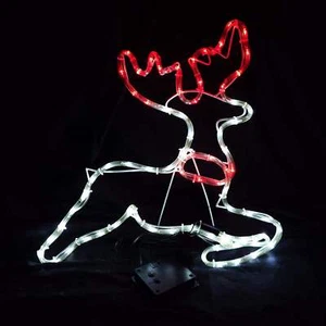 Solar Powered Christmas LED Reindeer Animated Outdoor Motif 8 Functions 51x44cm - Picture 1 of 1