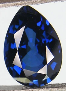 5 CARATS EXCELLENT CUT PEAR 13x9 MM. DEEP BLUE SAPPHIRE LAB CORUNDUM - Picture 1 of 3