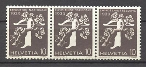 Switzerland 1939 Expo Se-Tenant 10 Cts. French/Italian/German, MNH,  - Picture 1 of 1