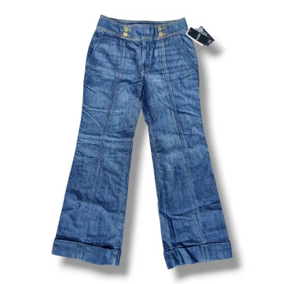 Women’s Lauren Ralph Lauren Indigo Pant Wide Leg Roll Up Jeans Size UK 8 BNWT  - Image 1 of 4
