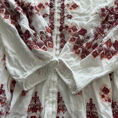 Free People Arianna Embroidered Tunic Top Sz S Oversized Boho Peasant Hippie - Image 1 of 4