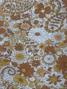 Vintage Unopened Printed Gold Floral Feed Sack Quilt Or Craft Good Condition - Picture 1 of 6