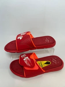 Under Armour Youth Slide Sandals Size 4 Red Adjustable Lightweight - Picture 1 of 6