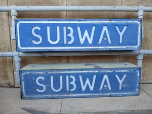 Pair of Antique SUBWAY Hanging Light Boxes Retro Lighting FREE DELIVERY - Picture 1 of 24