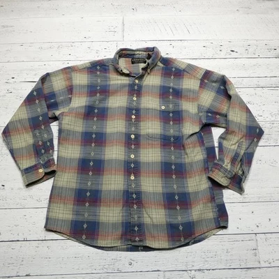 Camisa Mocasines Reed & James Para Hombres XL Azul Rojo A Cuadros Abotonada Informal Occidental Foto 1 de 4