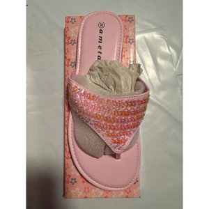 Neu rosa Ameta Pailletten Zehenstegsandalen Damengröße 9,5 neu im Karton glitzernd - Bild 1 von 5