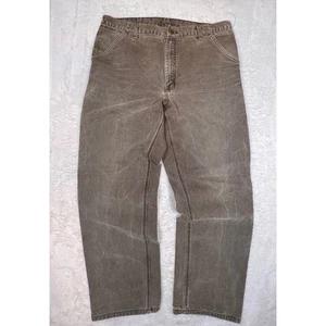 VTG Carhartt Pants Mens 38x34 Dark Brown Canvas Dungaree Fit Carpenter B11 DKB - Picture 1 of 7