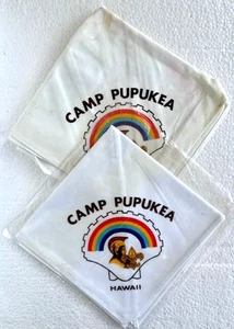 TWO 1971 Iconic CAMP PUPUKEA NECKERCHIEFS Aloha Council, Haleiwa, HAWAII -  BSA - Picture 1 of 5