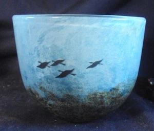 Jarrón Kosta Boda Kjell Engman arte vidrio árboles pájaros A6 - Imagen 1 de 5