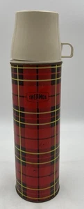 Thermos- Red Plaid- King Seeley w/ Cup 1960's - Picture 1 of 7