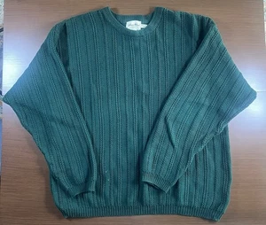 Maglione girocollo vintage Eddie Bauer verde uomo grande boxy maglia a costine - Foto 1 di 2