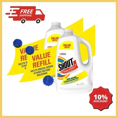 2 PACK SHOUT Triple-Acting Refill, Laundry Stain Remover,60fl oz (Total 120oz) - Image 1 of 4