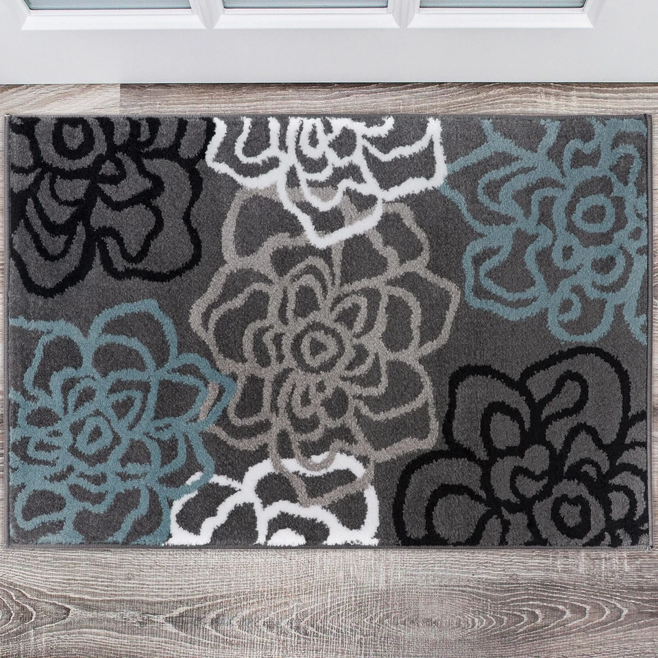Rugshop Contemporary Modern Floral Flowers Area Rug 2 X 3 Gray