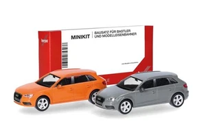 Herpa Minikit Audi A3 (2012) glutorange und nardograu 2 Stück 014090 - Picture 1 of 1