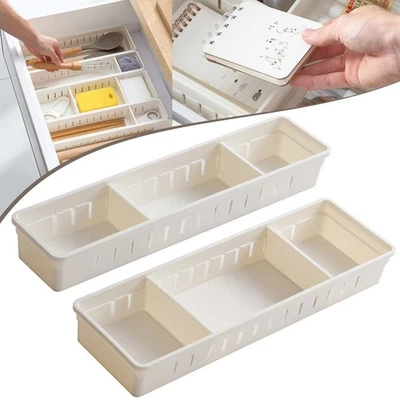 1-4X Desk Drawer Organizer Tray With Adjustable Divider Multidrawers For Makeups - Image 1 of 4