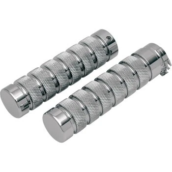 Accutronix GR100-KNC Chrome Cable Grips-Knurled Notched-1"-Harley 80-21 - Image 1 of 2