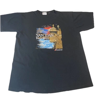 Logo Carnival Cruise San Juan Puerto Rico Negro Manga Corta Algodón Talla L Foto 1 de 4