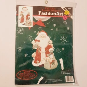 Vintage 1994 Dimensions Fashion Art Bügelbild Weihnachtsmann & Baby Tiere 80224 - Bild 1 von 9