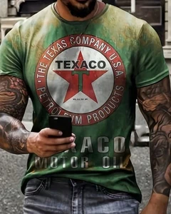 XL Mens Vintage Inspired Graphic Tee Shirt 3D Print Texaco USA Design Casual - Picture 1 of 3