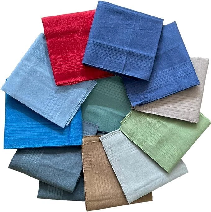 100% Soft Cotton Men’s Handkerchiefs Assorted Color, 43cm X 43cm Large hankies - Image 1 of 1