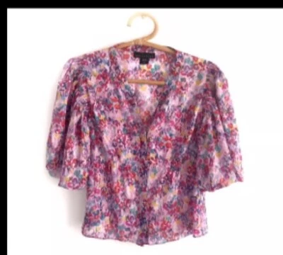 Blusa Attention Chiffron Cuello en V Floral Manga 3/4 TALLA XS Foto 1 de 4