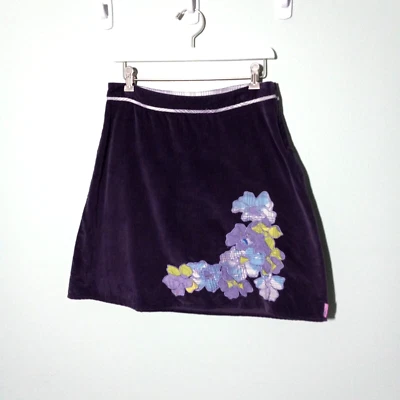 Y2K Billabong мини юбка размер 3 / 4, фиолетовый бархат вышитый коттедж Academia - Изображение 1 из 4