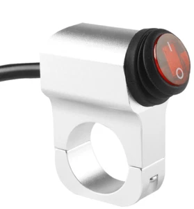 1" 25mm 16A Motorcycle Waterproof On/Off Switch Silver RED Led - Foto 1 di 4
