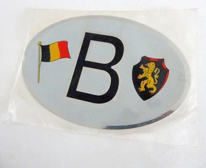 Vintage NOS Belgium B Flag Lion Car Bumper Sticker aluminum decal - Bild 1 von 2