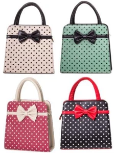 Banned Carla Handbag Polka Retro Bag 50s Rockabilly Faux Leather Top Handle - Picture 1 of 6