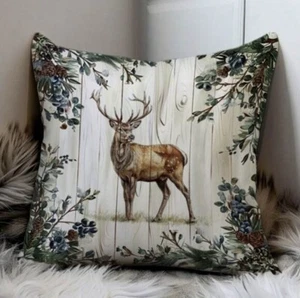 Hirsch Rentier Druck Winter Weihnachten KISSENBEZUG Deko Deko - Bild 1 von 3
