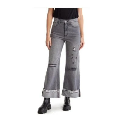 Alice & Olivia Womens Gray High Rise Ripped Boyfriend Wide Leg Jeans Sz 29 New - Image 1 of 4