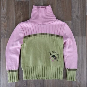 Tutti Paletti Girls Size 8 Sweater Turtleneck Embroidered Pink Green Knit - Picture 1 of 7