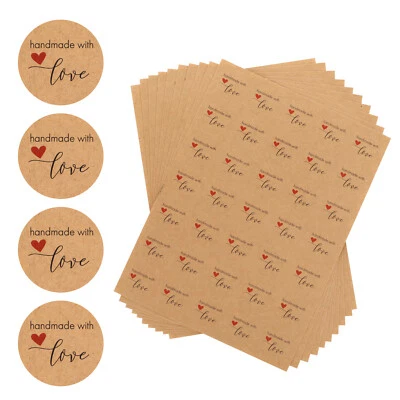 Nordstern Aufkleber Sticker Handmade with Love 525er Set aus Kraftpapier Rund - Bild 1 von 4