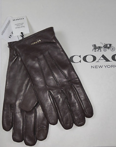 NWT $150 COACH Size XL Men's Mahogany Brown Sheep Leather Wool NAPA TECH Glove