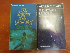 Lot of 2 Arthur C Clarke books Promise of Space and Treasure of the Great Reef  - Picture 1 of 8