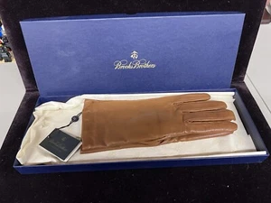 Brooks Brothers Damen Kaschmir gefütterte Lederhandschuhe hellbraun Neu mit Etikett und Karton - Bild 1 von 10
