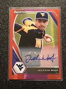 2021 Panini Prizm Draft Picks Jackson Wolf Red Hyper Prizm Prospect Auto #PDP129