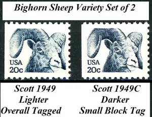 Bighorn Schafe komplette Farbe & Tagging Sorte 2er-Set postfrisch Scott's 1949 & 1949C - Bild 1 von 2