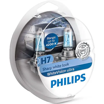 Kit 2 Lampade Philips White Vision Ultra H7 4200K +60% Effetto Xenon 12972WVUSM • 27.90€