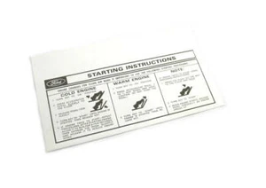 Ford Falcon Engine Starting Instructions Sun Visor Sleeve 1966-1973 - Picture 1 of 2