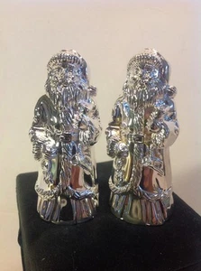 Vintage Godinger Silver Plated Christmas Santa Claus Salt And Pepper Shaker Set - Picture 1 of 12