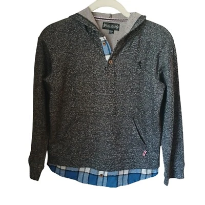 English Laundry Boy's Mixed Media Gray Top With Faux Plaid Shirt Size 10-12 - Image 1 of 4