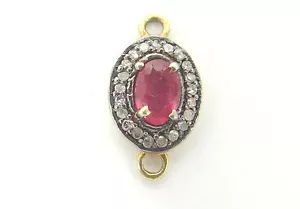 CONECTOR PAVE DIAMANTE ROSA ZAFIRO OVALADO PLATA ESTERLINA NEGRO CHAPADO EN RODIO 3 - Imagen 1 de 1