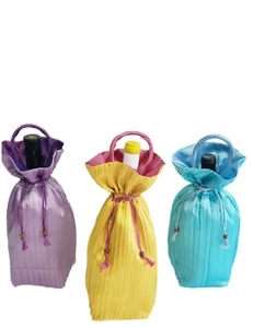 Sacchetto Vino o Coperchio Bottiglia Champagne Sacchetto Regalo con Coulisse, Manico. 3 pz. confezione - Foto 1 di 32