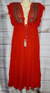 Free People M Long Midi Dress Fringe Sundress BoHo Plunge Will Wait for You - Picture 1 of 19