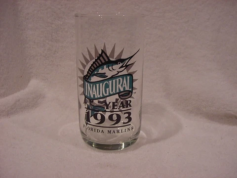 BEAUTIFUL 1993 Florida Marlins Inaugural Season Chevron Glass Tumbler, RARE&MINT Cover