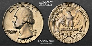 1972 P US Washington Quarter 25 Cents Coin NGC MS 65 - Picture 1 of 5
